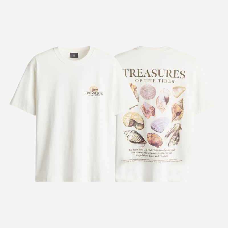 

Мужская и женская футболка HM Летняя новинка Свободная с принтом букв Модная мягкая повседневная футболка с коротким рукавом 1034065