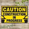 1pc Vintage Iron Construction Warning Sign 8x12in Rustic Metal Wall Decor Hard Hat Icon In Progress Farmhouse