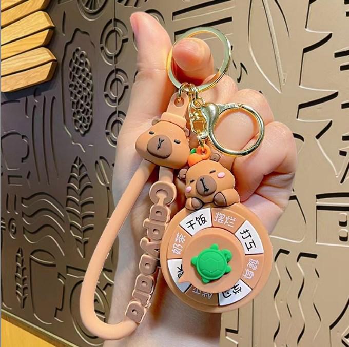 Capybara Spinner Keychain: Free Shipping & Newcomers Save ¥5! Perfect for Car Keys & Backpacks.