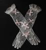 White Lace Flower Mesh Gloves for Bridal Wedding or Party Photos