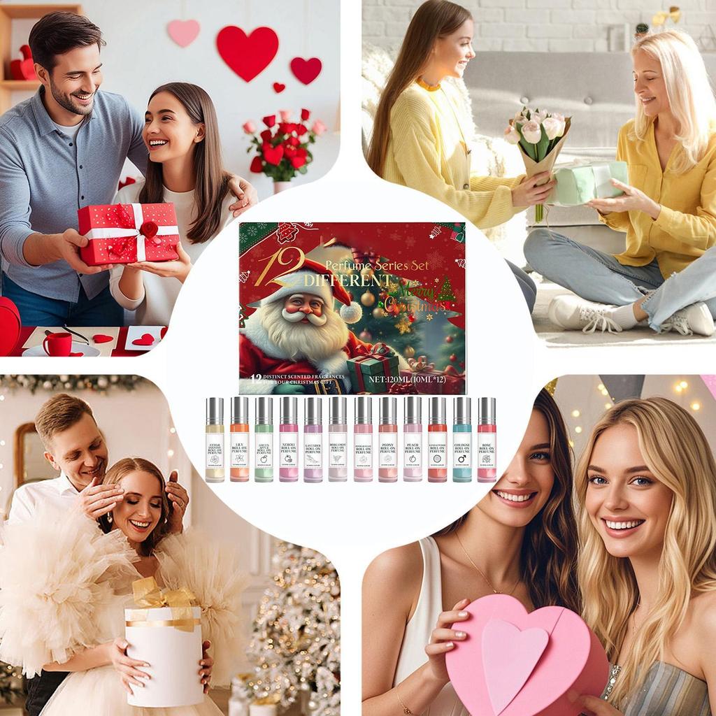 2025 Kalender Advents-Weihnachts-Parfüm Beauty-Pflegeprodukte 12 Stück Reise Größe Duftkalender für den täglichen Date Night