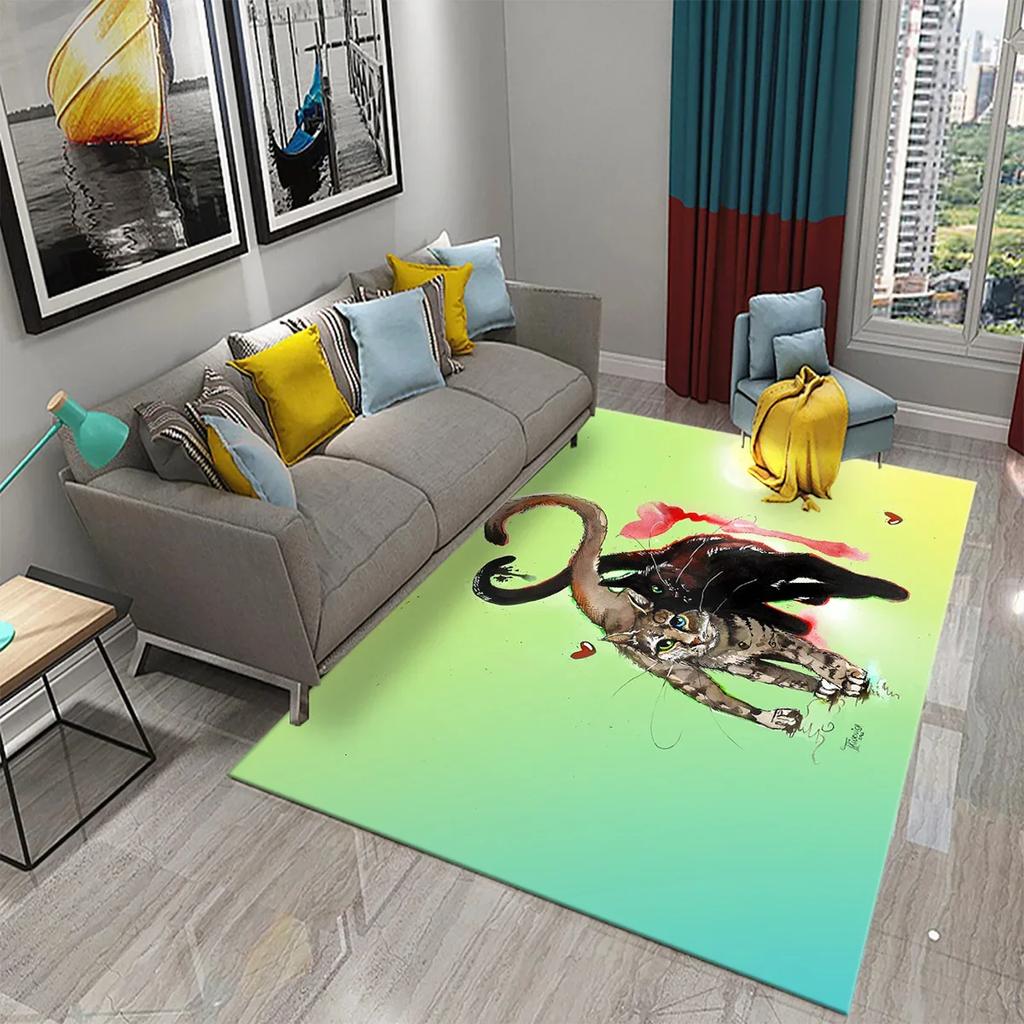 3D Cute Fantasy Cartoon Cat Carpet for Bathroom Kitchen Entrance Anti-Slip Mats Bedroom Doormat Living Room Welcome Decor Mats