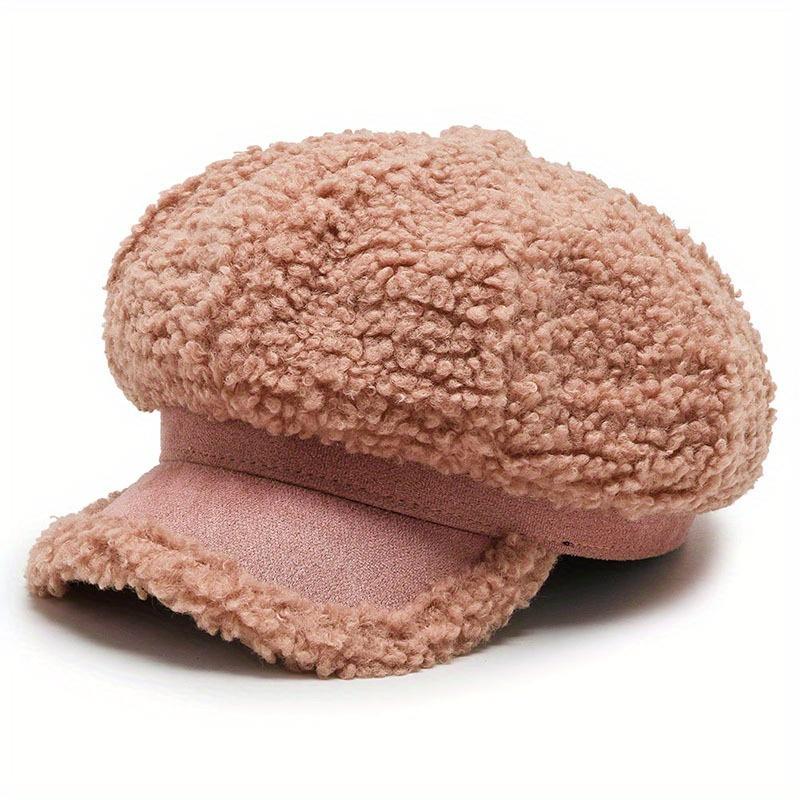 

Волосы восьмиугольная шляпа для женщин корейская мода утиный язычок плюшевый бутон модные британские ретро-художники шляпы розовый