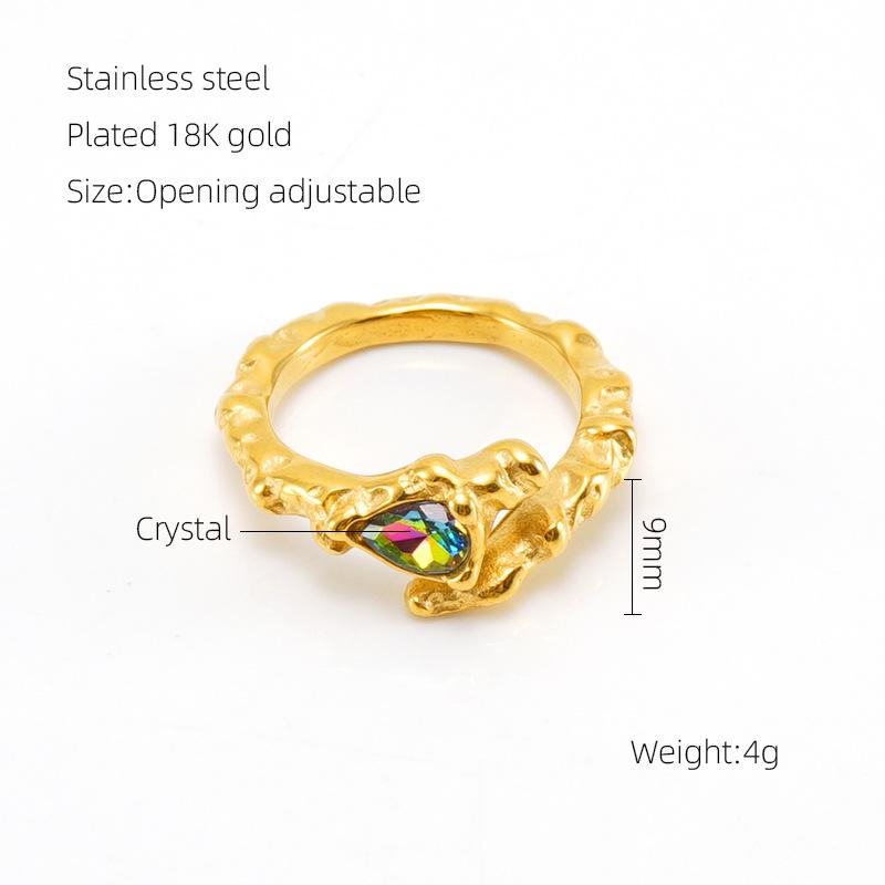 Bague ouverte 2026 Pierre Lumineuse Bague Zirconium Rétro 18K pour Femme