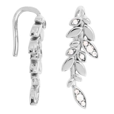 [Q7197] - Silver White 'Sissi' Silver Hoop Earrings - 20x7 Mm