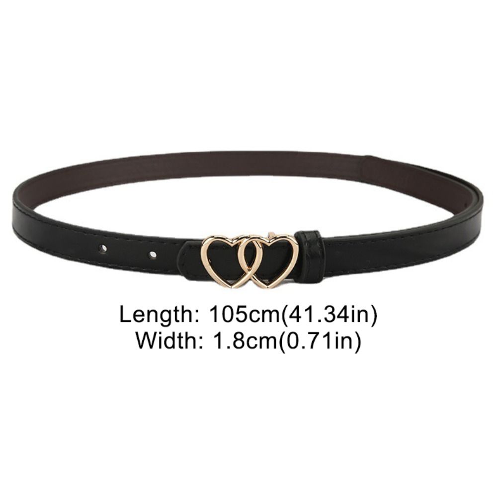 Versatile PU Leather Belt Simple Waist Belt Heart Buckle Thin Belt  Dresses Decoration