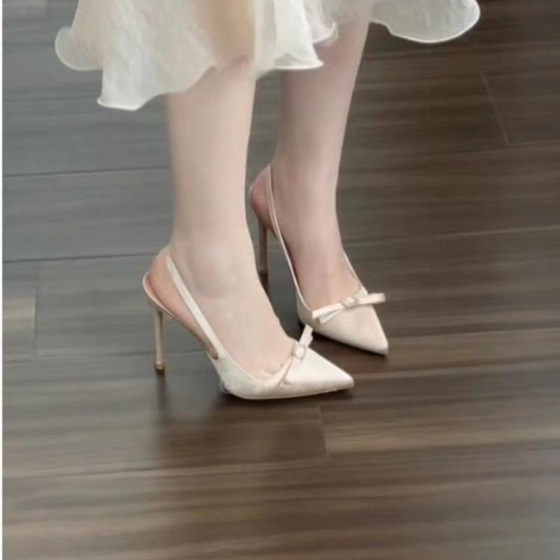 Sandals Women's New Summer Outer Wear with Skirt Bow Thin Heel Not Tired Feet Pointed High Heels