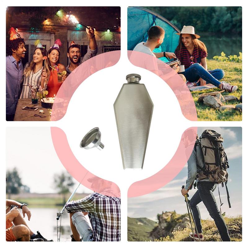 Stainless Steel Coffin Shaped Hip Flask 100ml Stainless Steel Hip Flask Drinking Flasks Coffin Flasks with Funnel for Family