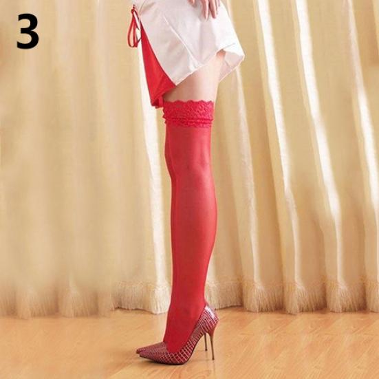 Women Sexy Transparent Lace Patchwork Stay Up Thigh High Nightclub Stockings