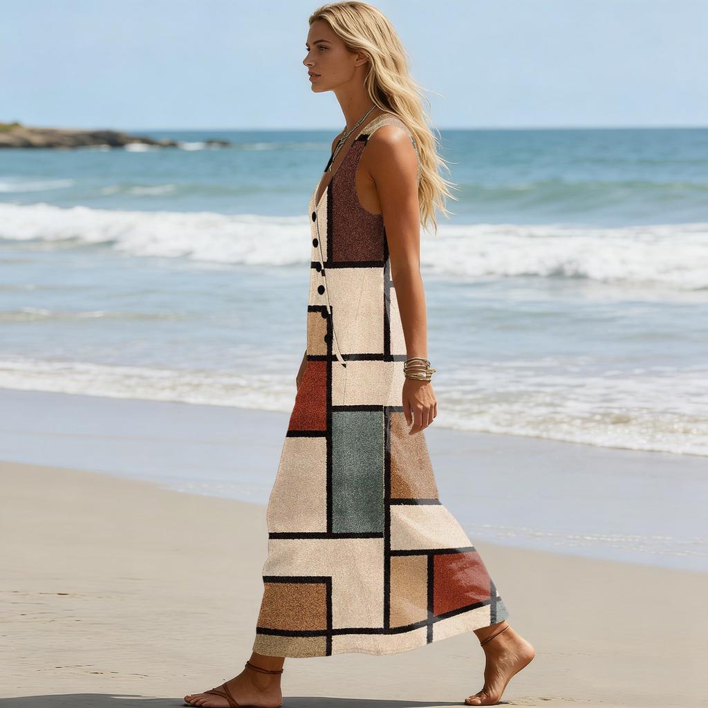 Robes d'été pour femmes Robe midi décontractée et fluide Robes d'été pour vacances à la plage Avec poches