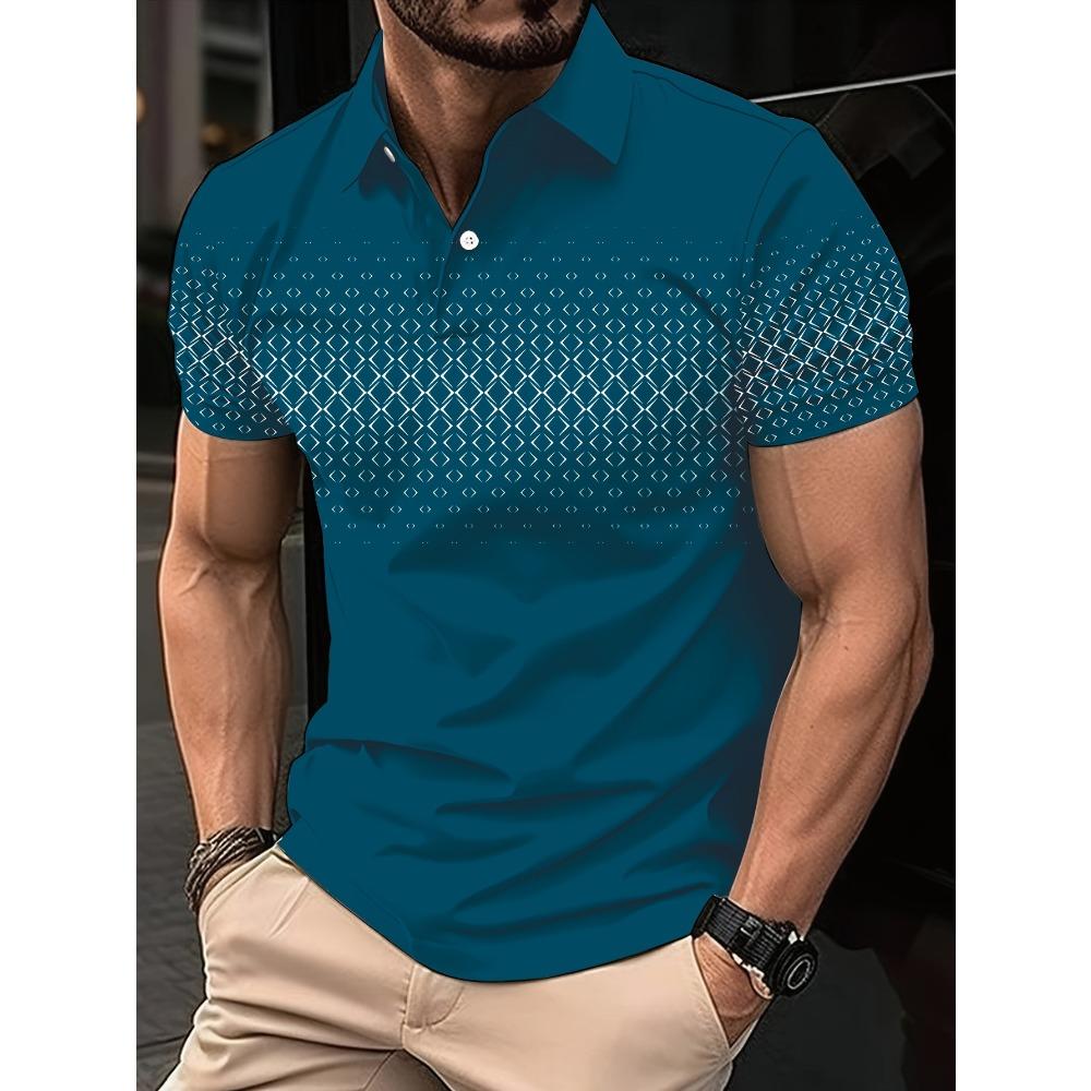 New Men Clothes Summer Short Sleeve 3D Digital Plrint Lapel Golf Polo Shirt Men Casual Tops Polo S