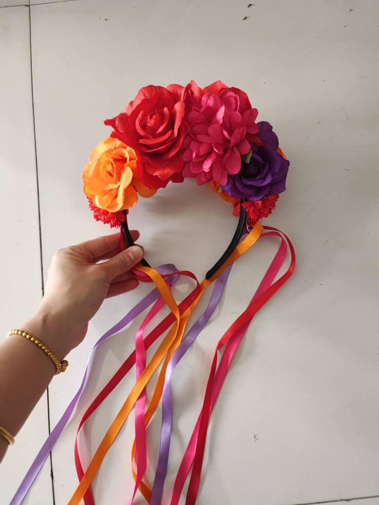 Fascia per Capelli Fiore Rosa Arcobaleno - Perfetta per Halloween, Natale e Vacanze