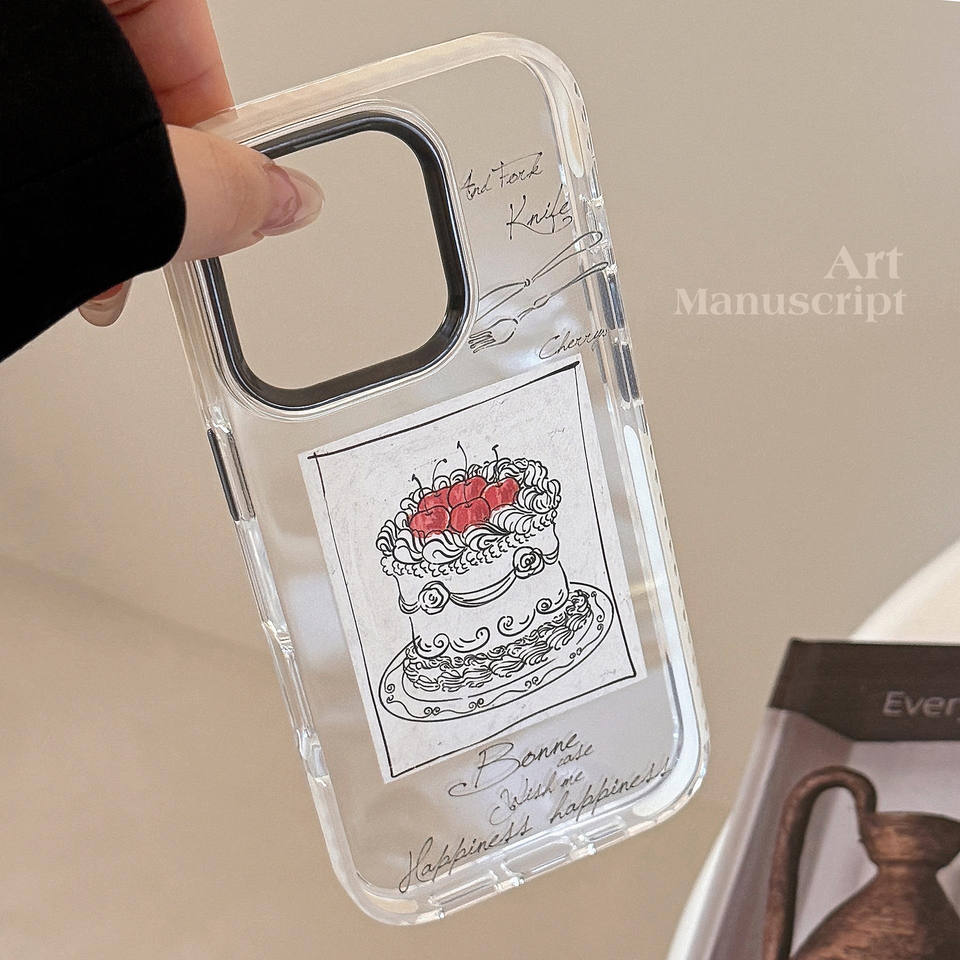 

French Cake for IPhone15promax for Apple 16 Mobile Phone Case 17 High-end Hand-painted 13 Transparent 11 Soft 11