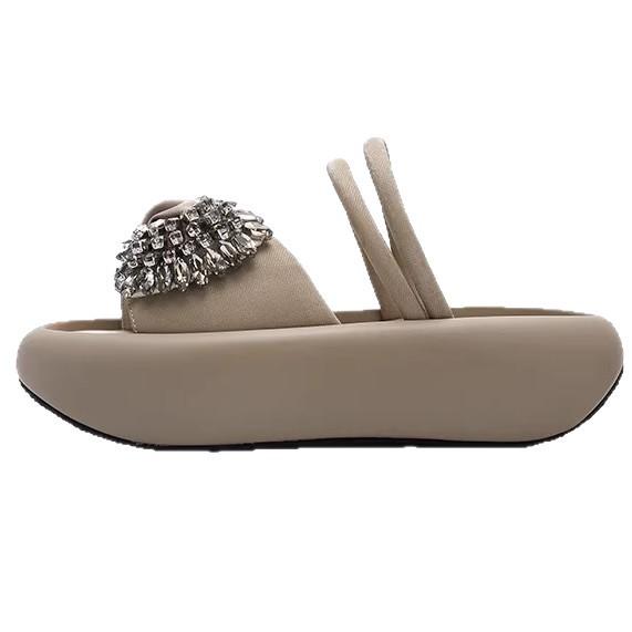 Rhinestone bow slippers summer wear Mary Jane shoes beach sandals casual vacation cool slippers women's shoes