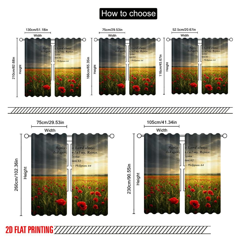 2pcs 2D flat printing Window Curtains Rejoice Lord Always Philippians Polyester Without Electricity Holiday Decorations Use for