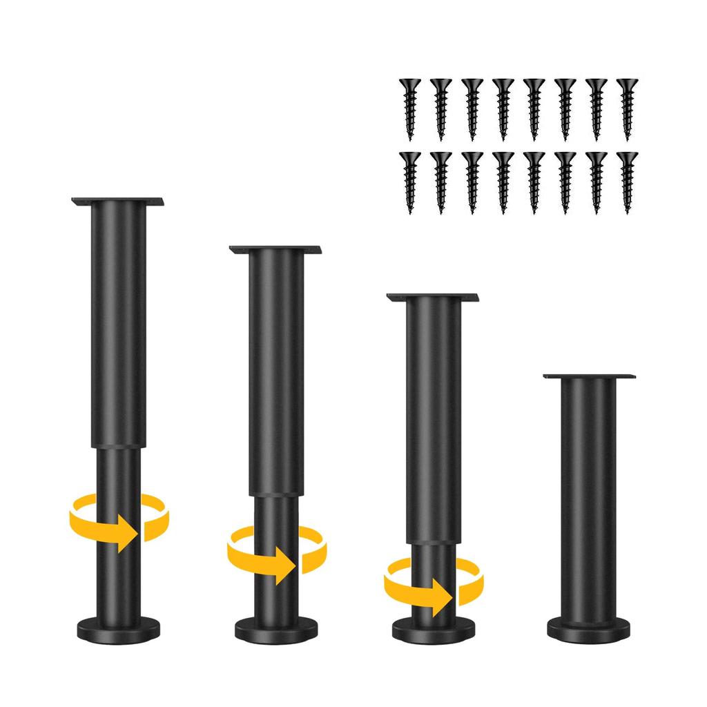 Signstek Iron Legs, Adjustable Height for Tables, Desks, Low Tables, Dining Tables, Beds, Sofas, and More, Set of 4, 18-32cm