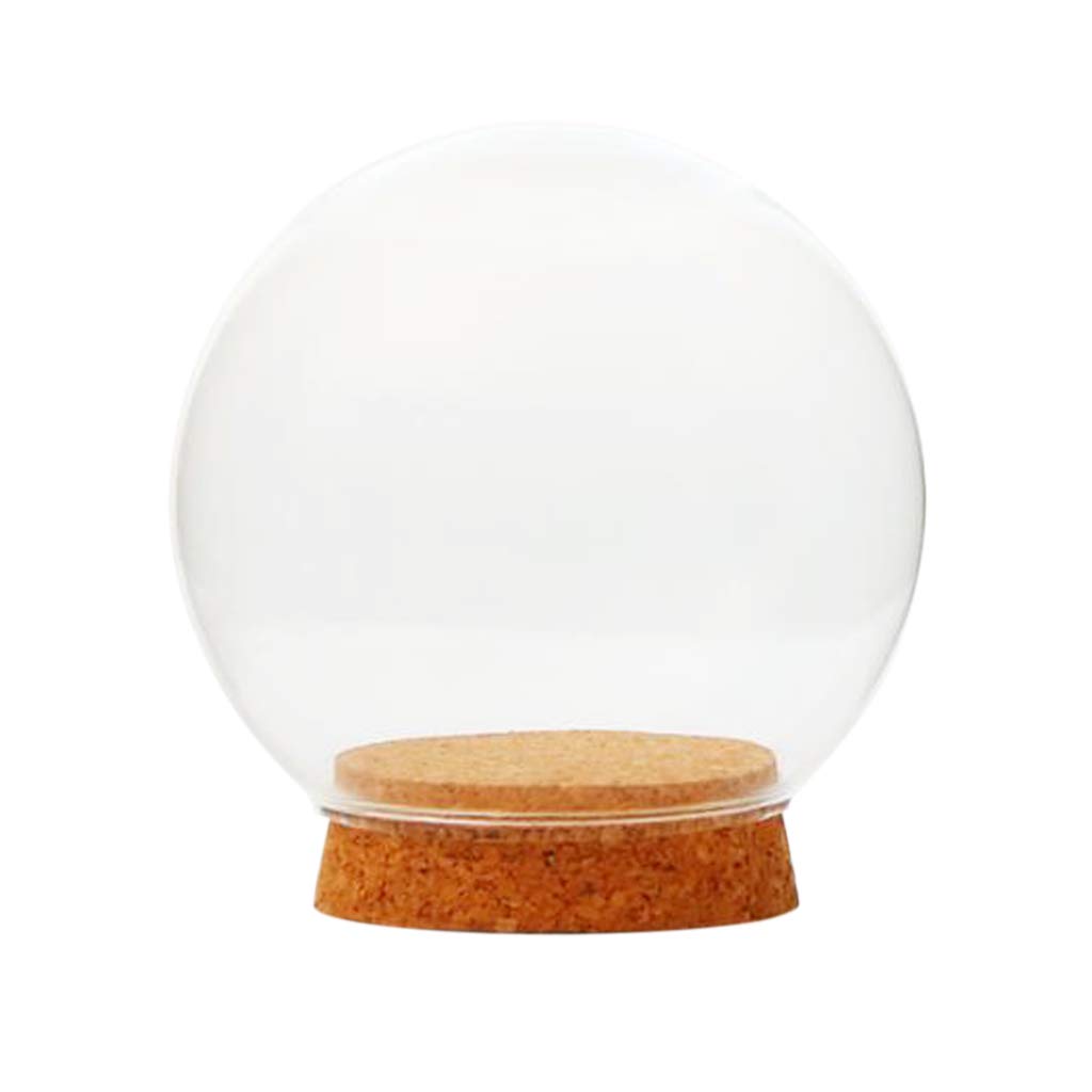 Fenteer 2-Piece 12cm Diameter Glass Dome Cover with Wood Cork, Cloche Jar Terrarium, Wedding Reception Decoration, Miniature Craft