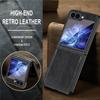 VIETAO Plating Edge Z Flip 7 Case With Front Screen Protector,Brown Crazy Horse PU Leather Phone Cover For Galaxy Z Flip 6 5 4 3