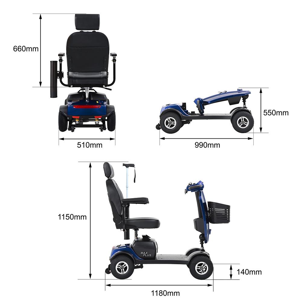 Electric Wheelchair Sweetrich Foldable Mobility Scooter For Seniors Top Speed 6Km/h 360°Rotatable Seat 20AH Suitable For The Elderly/Disabled