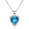 Women's Korean Fashion Blue Diamond Pendant Necklace, Short Clavicle Copper Chain DZ445
