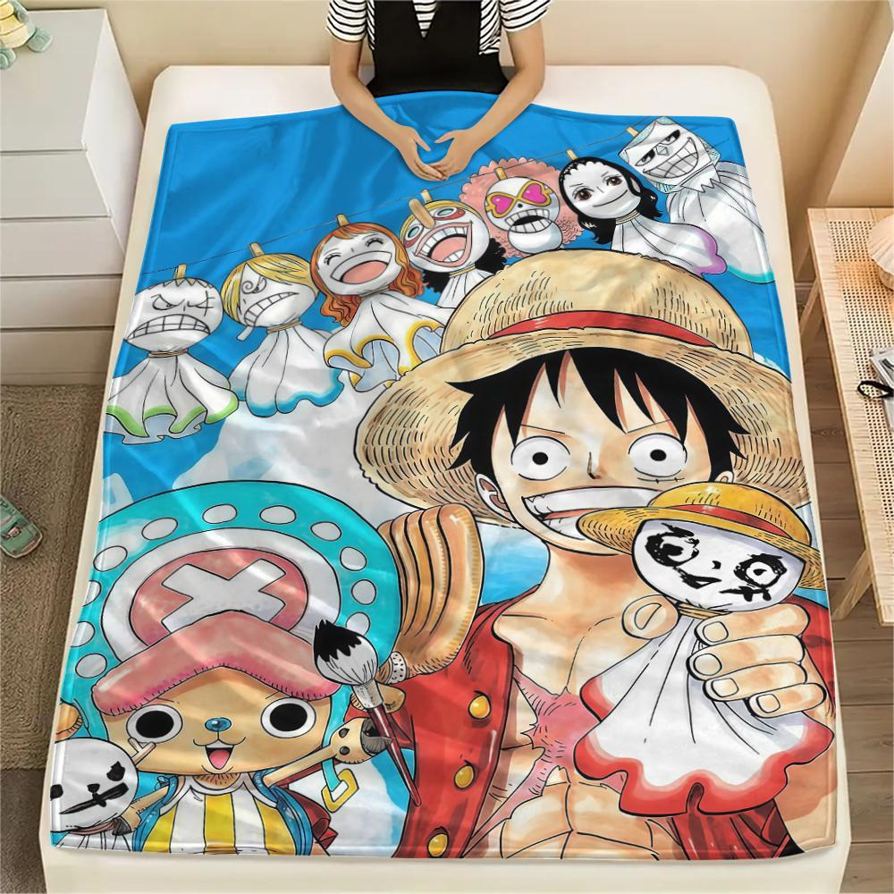 ONE PIECE Monkey D. Luffy Flannel Blanket Trendy Print Fit For Bed Sofa Bedroom Chair Picnic Travel -HE45