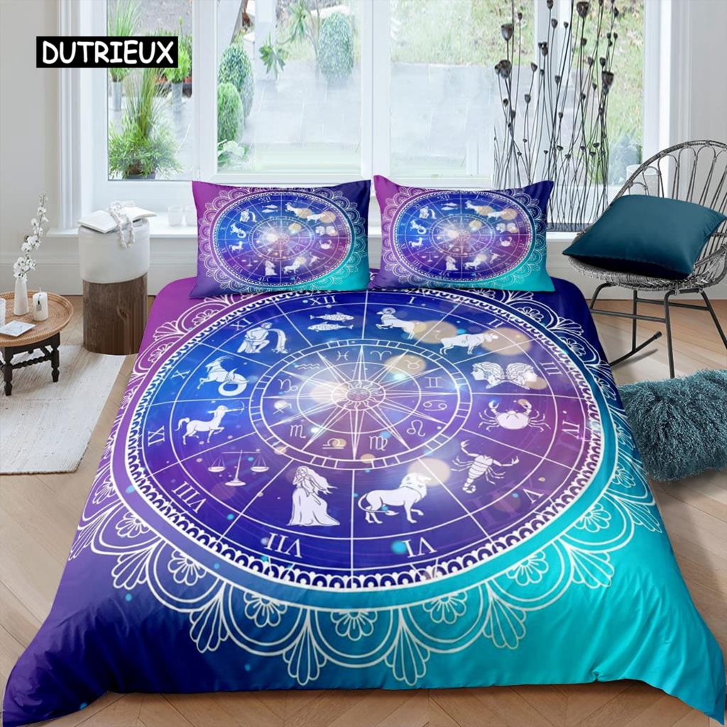 

Комплект пододеяльников с созвездиями, золотистый узор, одеяла, знаки зодиака, звездное небо, животные, королевского размера, пододеяльник для мальчиков и мужчин EU single(135x200cm)