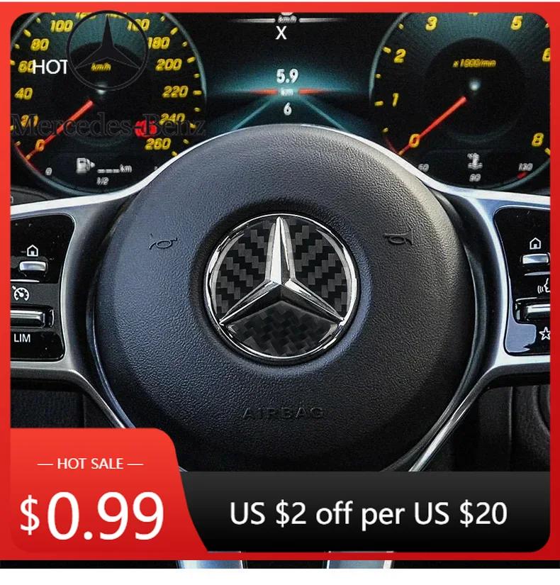 Car Sticker Carbon Fiber Car Steering Wheel Cover Stickers Auto Decorative Decals for Mercedes Benz New B/C/E Class A Class C200