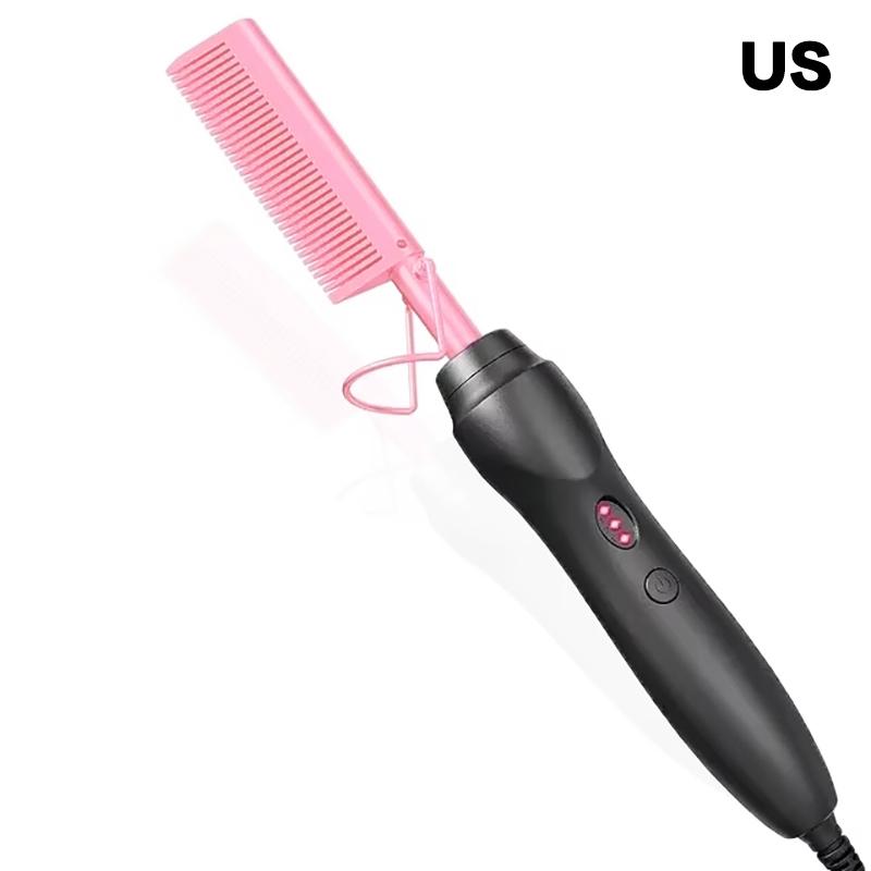 Pieptene electric fierbinte 2 în 1, presă de îndreptat părul, ondulator, fier de păr umed/uscat, perie de îndreptat, instrument de coafat părul
