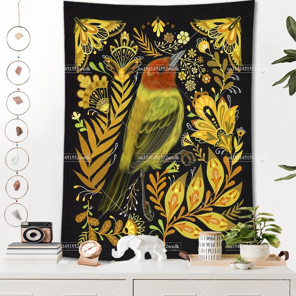 Raven Norse Folk Tapestry Medieval Animals Birds Tarot Tapestrys Room Decor Aesthetics Landscape Art Posters Background Cloths