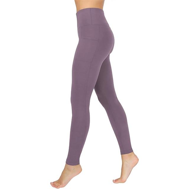 High Waist Fleece Lined Yoga Pants Women Thermal Thick Sweatpants Purple