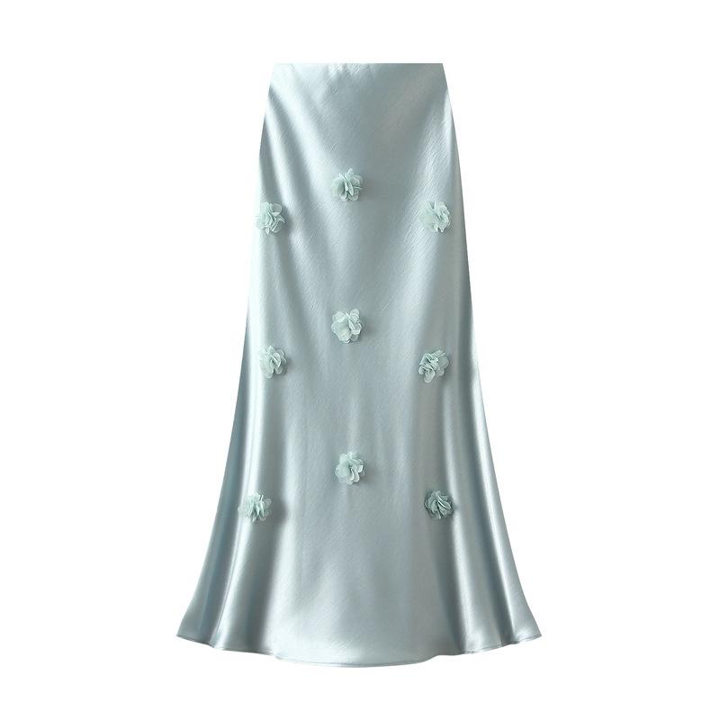 

Women s Casual Satin High Waisted Maxi Skirts Hidden Elasticized Waistband A Line Long Skirt for Office Satin Silk Midi Cocktail Skirt for Women XL світло-синій колір