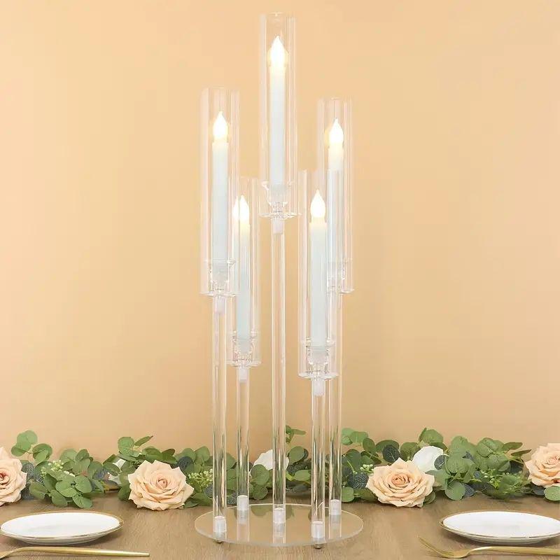 Transparent Acrylic Cross Wedding Candlestick for Banquets, Hotels, Aisles, Restaurants, and Bars