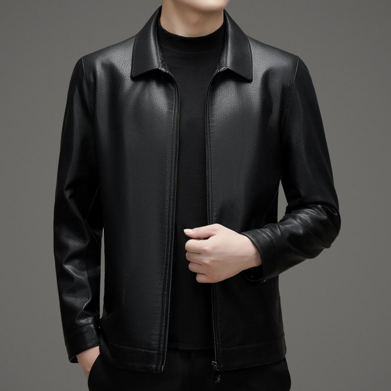 Genuine Leather Jacket for Men In Autumn and Spring, Plush Leather Jacket, Men's Lapel Casual Jacket, Daddy Sheepskin Top