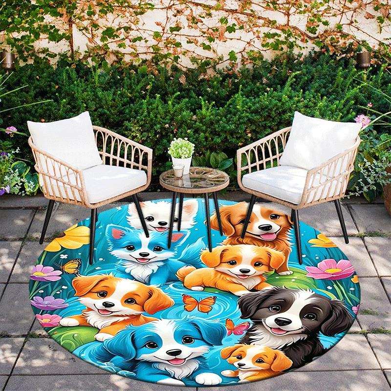 1pc Soft, Absorbent & Non Slip Cute Puppy Round Rug Soft Circle Rug for Living Room & Bedroom Decor, Chair Mats, and Unforgettable Home Gift