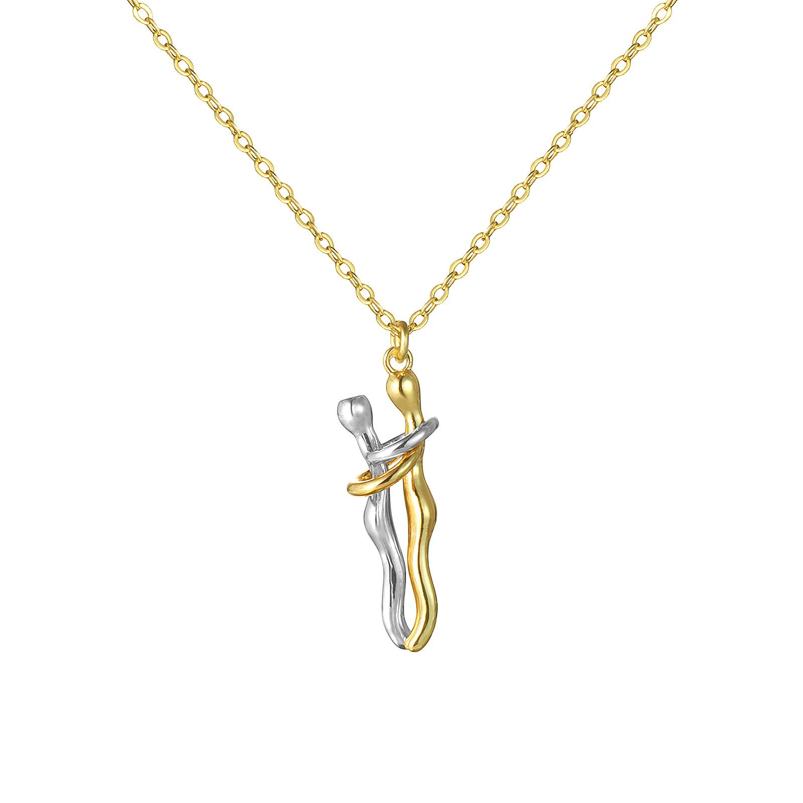 

1Piece Hip Hop Valentine s Day Pendant Necklace 3D Brass Hug Dancing Separable Charm Couples Lover Unisex For Party Jewelry Gift