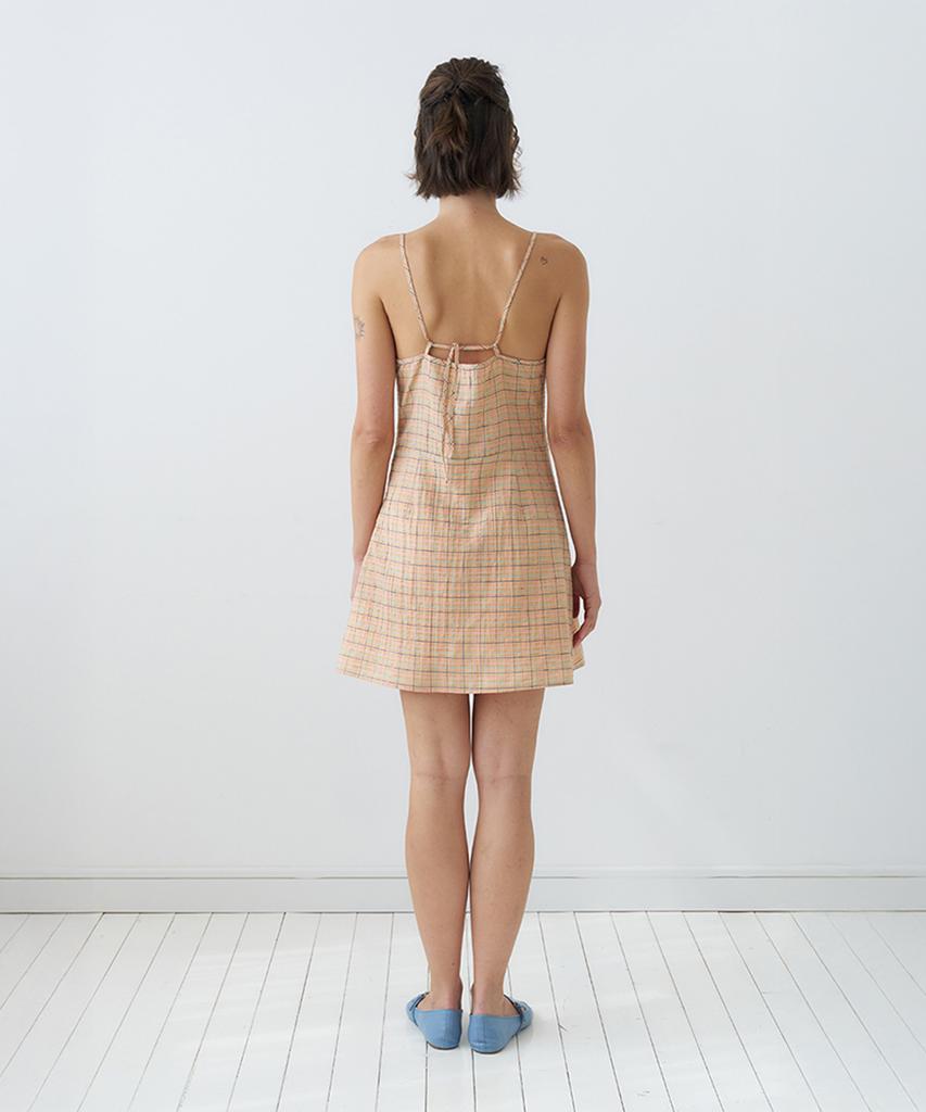 VEM.VER Check Strap Sleeveless Dress_Apricot