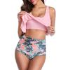2 Stück/Set Badeanzug U-Ausschnitt Rückenfrei Fließender Saum Schwimm-Tops Blumendruck Hohe Taille