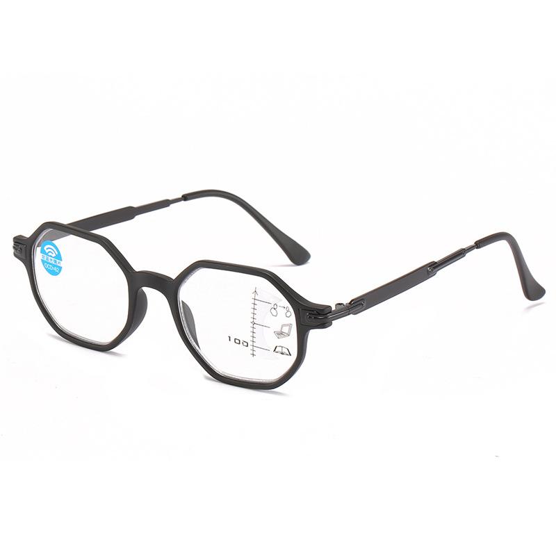 Anti-Blue Reading Glasses Multi-Focus Far And Near Dual-Purpose Fashionable Polygonal Reading Glasses