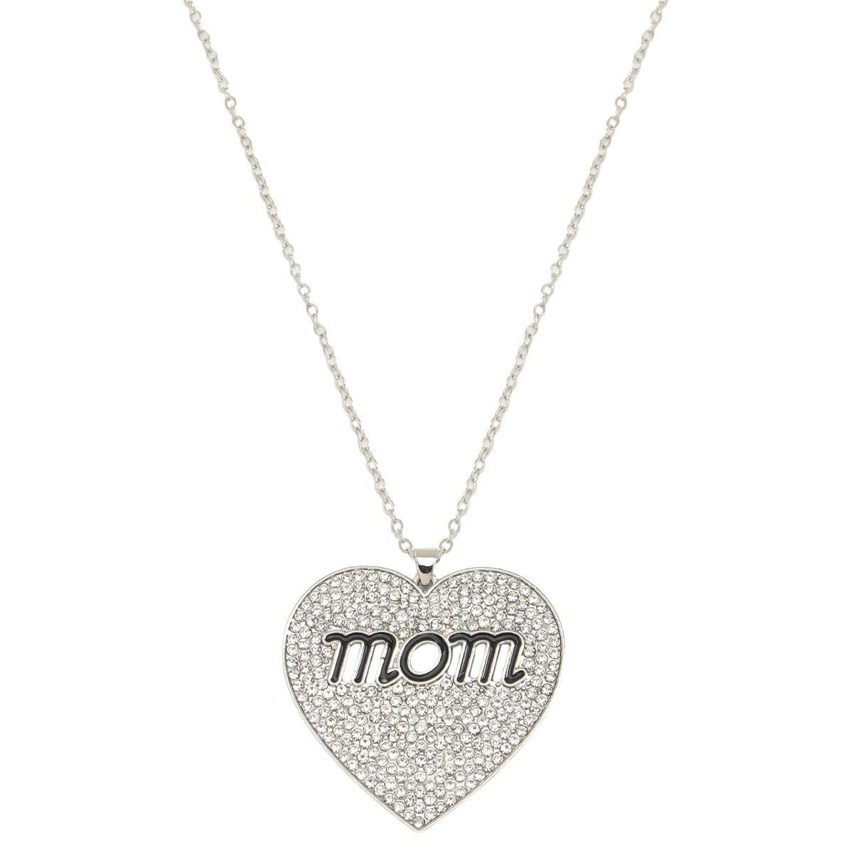 European and American Mother s Day Diamond-set Love Earrings Necklace Set Fashion Personality MOM Earrings Women s Simple Daily