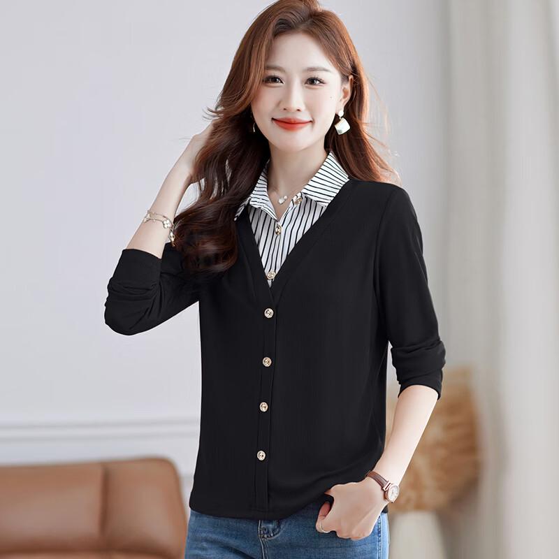 JOHLIN DREAM Women s Fake Two-Piece Slimming Knit Top 4XL