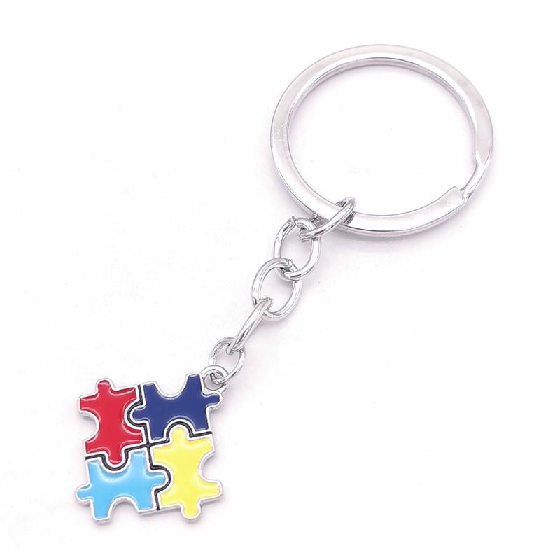 European Alloy Puzzle Pendant Keychain for Autism Awareness