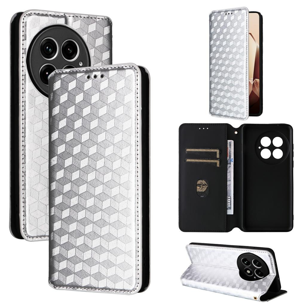 For OnePlus 13 Wallet Case Rhombus Imprinted Leather Phone Cover