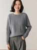 2025 Autumn/Winter Women's Loose Cashmere Cable Knit Sweater - Short, Round Neck, Casual Base Layer
