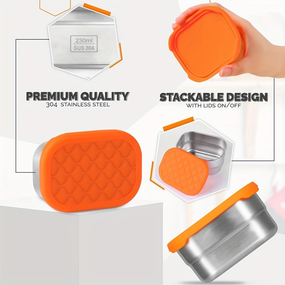 230ML 304 Stainless Steel Snack Container with Silicone Lid Fruit Storage Box  Kids