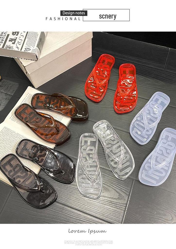 Korean Style Transparent Jelly Flip-Flops for Women - Summer Crystal Beach Slippers