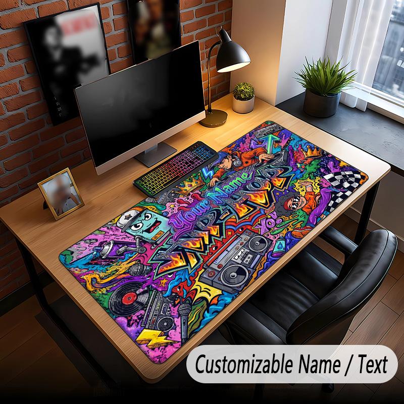 Music DJ Theme Custom Mouse Pad Personalized With Name Text Customized Desk Mat For Office Home Decor