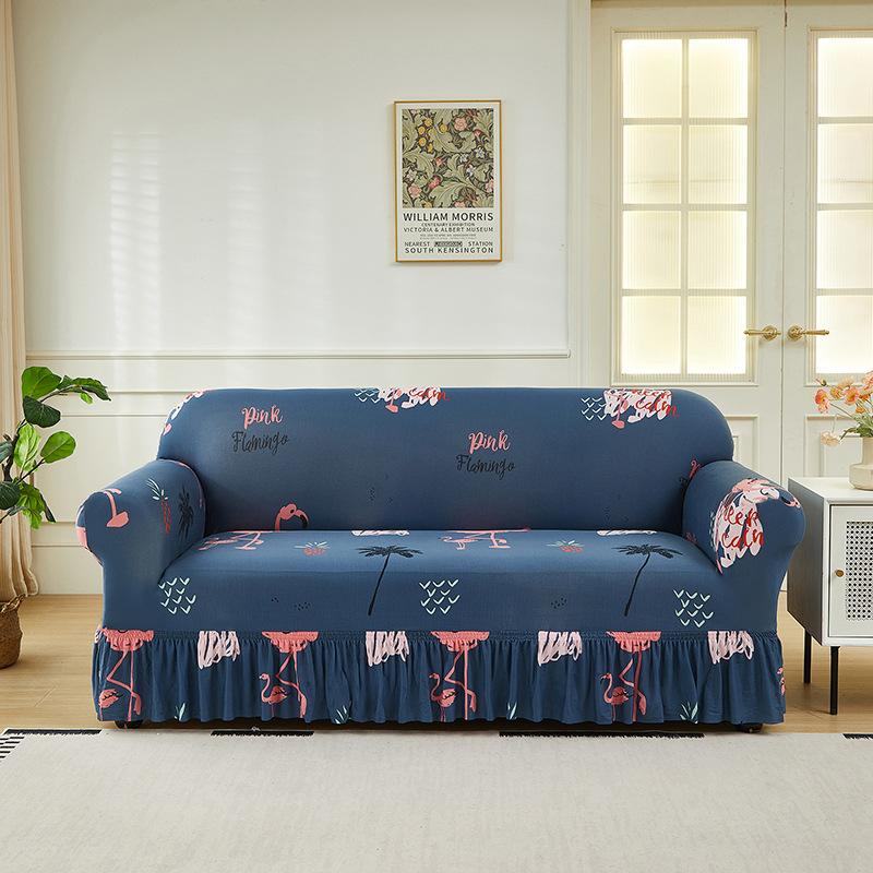Passgenaue Sofabezüge Hergestellt für Umhüllung Dehnbar Anti-Rutsch-Rock-Rand-Stil Erweiterbare Couch-Set-Abdeckung Vollständige Hotel-Schutzabdeckung 1-Seat(90-140cm)