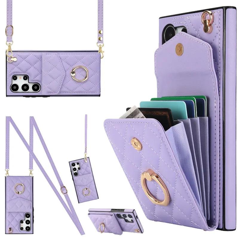 Crossbody Phone Case for Samsung Galaxy S23 S21 FE S25 Edge S24 S26 Ultra S22 Plus A16 A55 A15 A54 Wallet with Card Holde Cover