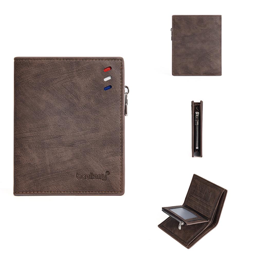 Trendy Men's Color Stripe Wallet with Logo, Card Holder, Zipper Pocket