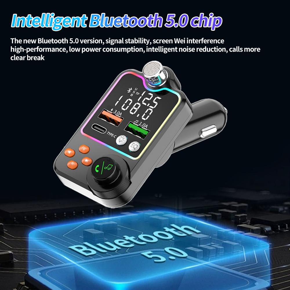 Q15 Bluetooth Car FM Transmitter: Hands-Free MP3 Player with Dual USB Ports & PD 3.1A Charger.